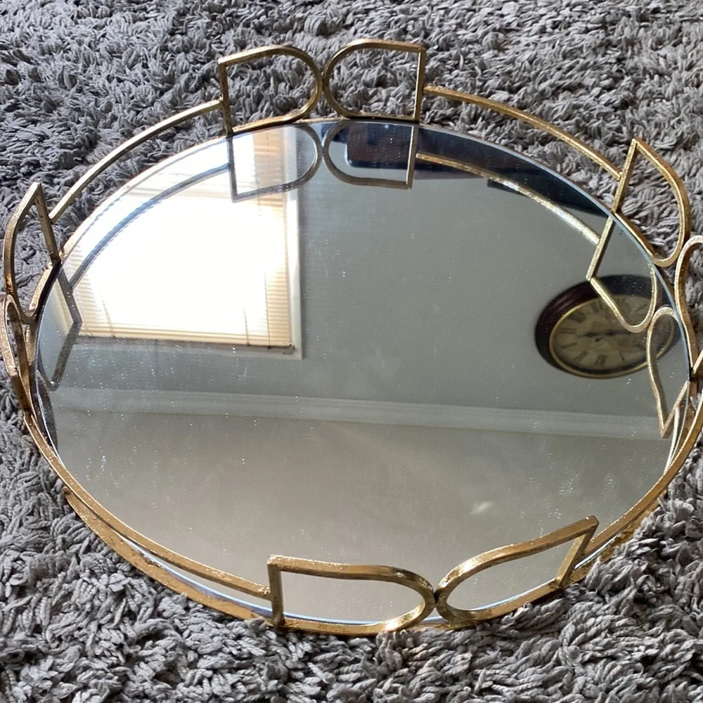 DD gold (antique)coated glass mirror decorative tray